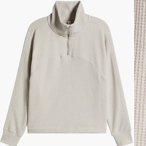 Zella Cream Quarter-Zip Sweater Waffle Knit